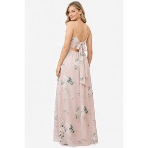 Show Me Your MuMu Pink Floral Maxi Dress Open Back Tie Strap Size M Boho